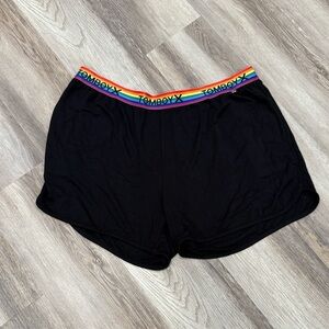 Tomboy X Rainbow Band Black Lounge Shorts Size 2XL